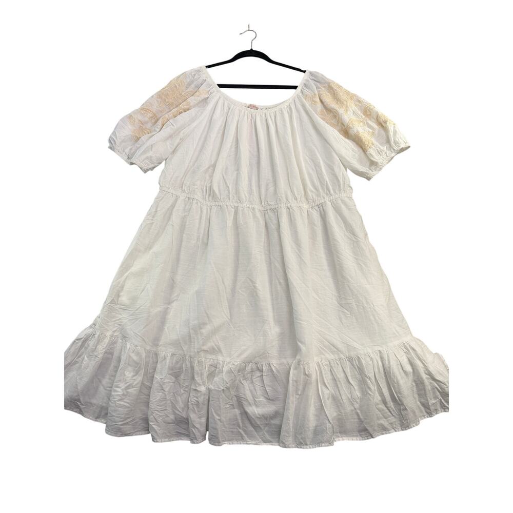 Knox Rose Women's White 3/4 Sleeve Embroidered Tiered Dress - Size 3X - NWT